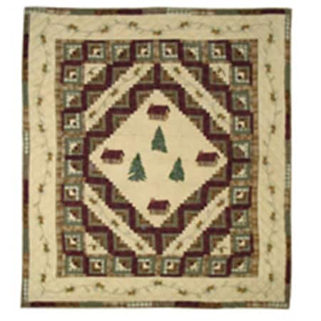 Forest Log Cabin- Quilt King 105 X 95 In.